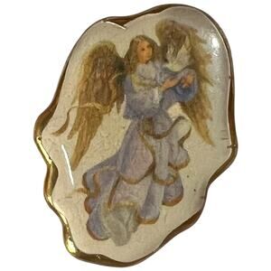 Vintage Angel Pin Religious Brooch Golden Wings Heavenly Collectible